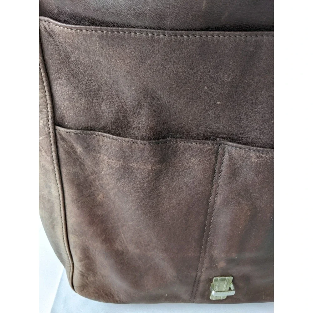 Coach Vintage Brown Leather Messenger Briefcase Bag 5217 NO STRAP FLAWS